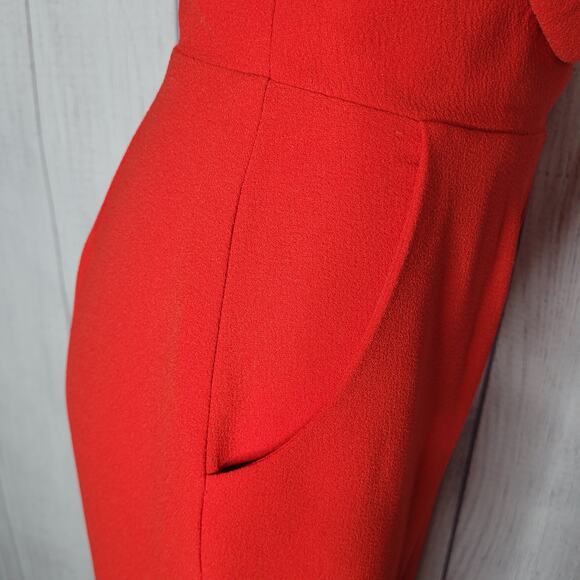 Dress The Population Red Wide Leg Draped Deep V Neck Jumpsuit Womens Small - Picture 6 of 9